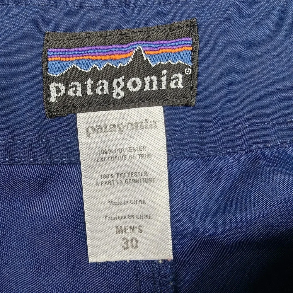 Patagonia Board Shorts Mens 30 Blue Swim Trunks Drawstring Zip Pocket Quick Dry